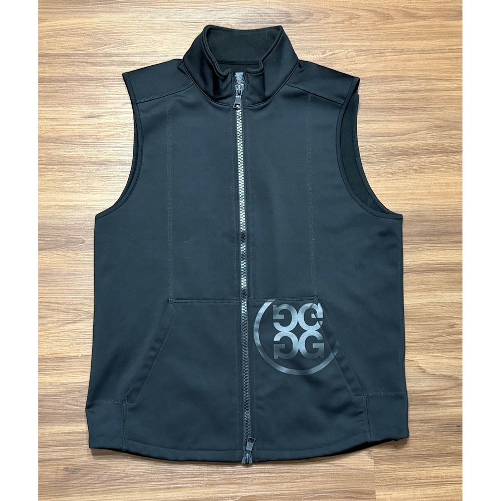 G/FORE Mens Circle G Logo Tech Fleece Lined Full Zip Golf Vest Black Sz L